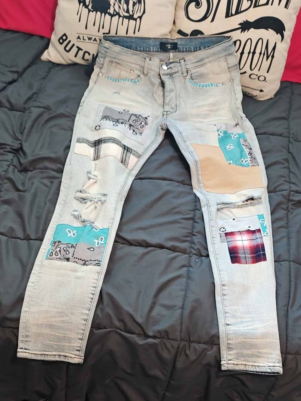 Authentic Amiri Patchwork Grateful Dead Jeans Size 34 (1400 Retail) NWT
